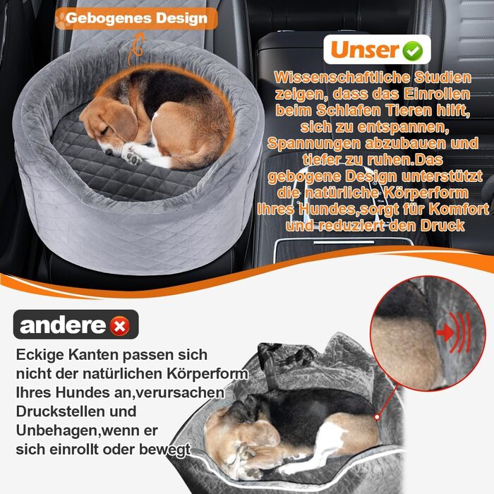 Автокрісло для собак - чорне автокрісло-бустер для маленьких собак з 28D Memory Foam, неслизька та водонепроникна підкладка, переносна клітка з кишенями для зберігання та ковдрою, чорний (02-Сірий)
