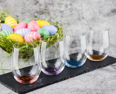 Стакани RIEDEL Happy O Vol. 2, прозоре кришталеве скло, кольорове дно, машинне виготовлення