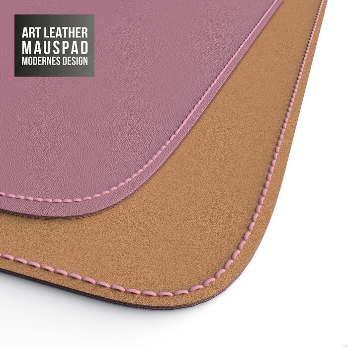 CSL Килимок для миші XXL на стіл з екошкіри та корка 800x400 мм - Чорний (C: Рожевий) - Для офісу та дому