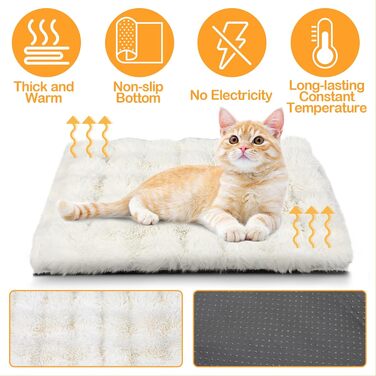Wdmiya Самогріюча ковдра для домашніх тварин 90x60 см, ковдра для котів та собак, тепла та м'яка ковдра, без електроживлення, для автомобіля, для дому.