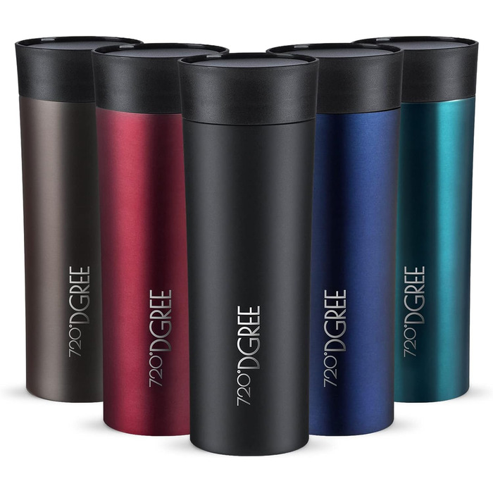 Термокружка 720°DGREE Premium 'PleasureToGo' 450мл, без BPA, не протікає, з нержавіючої сталі, з кришкою, для кави, з ізоляцією, чорна (Onyx Black)