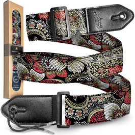 Гітарний ремінь Belfort® для електрогітари, акустичної гітари, бас-гітари та укулеле - для дорослих та дітей. З мікрофібри + E-BOOK