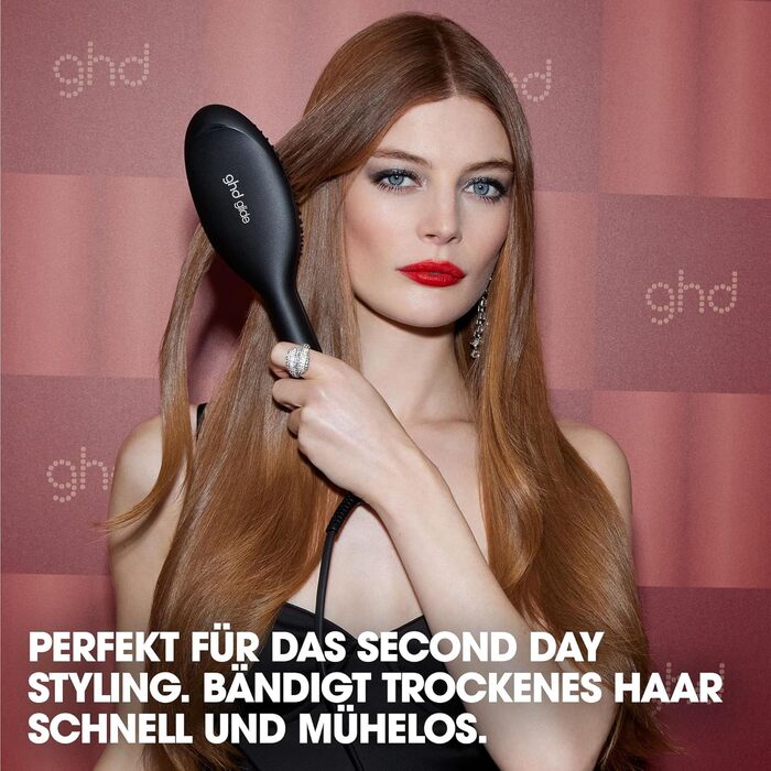 Гладка щітка ghd Glide: для шовковистого та блискучого волосся, випрямляє та укладає сухе волосся, без пуху, для всіх типів волосся, без пошкодження волосся (Подарунчий набір Black)