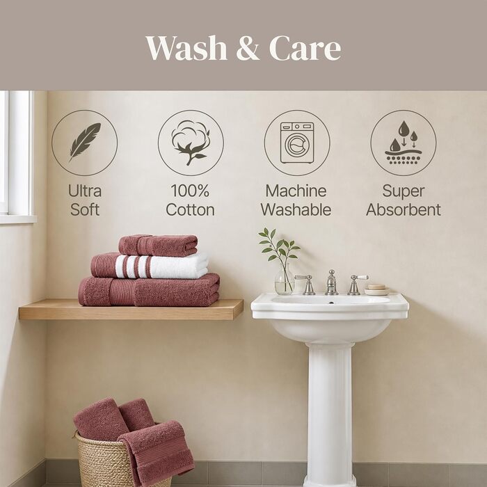 Набір рушників для ванної Modern Threads, 6 предметів (2 банні, 2 для рук, 2 для обличчя), швидкосохнучі, колір Rosewood (темно-вишневий)