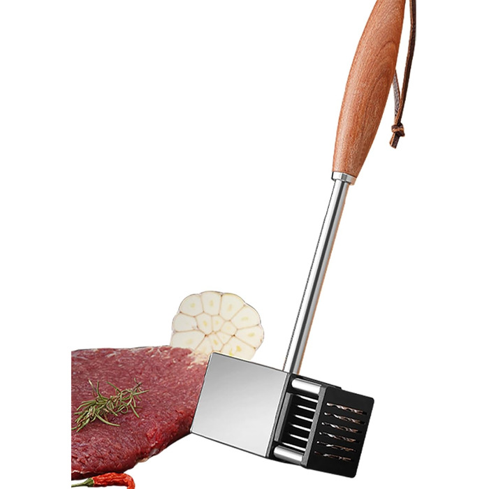 М'ясорубка-молоток Fleischklopfer з нержавіючої сталі з антиковзним руків'ям, для стейків, шніцелів, яловичини, свинини, курки