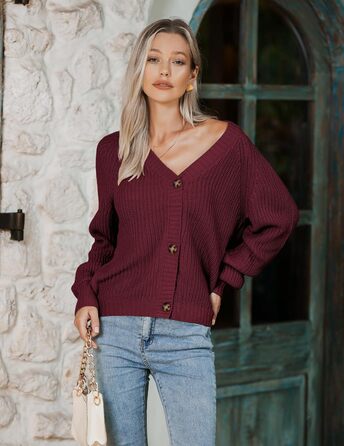 Жіноча кофта-кардиган Hotouch з короткими рукавами, V-подібний виріз, ґудзики, відкритий фасон, елегантна повсякденна сорочка-світшот, верхня сорочка, бордовий колір