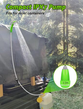 LIBERRWAY Camping Shower Battery Powered Camping Shower Outdoor with Shower Hose and Rechargeable Battery Water Pump for Garden Travel Car Washing (Green)