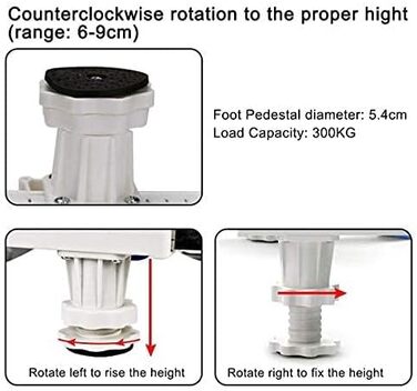 DEWEL Washing Machine Base, Bear Load 300kg, Adjustable Washing Machine Pedestal for Refrigerator, Dryer, Freezer, Length 43-67cm, Height 10-13cm