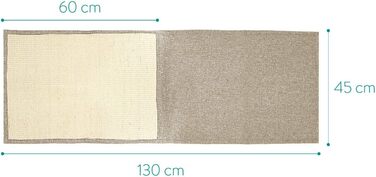 Navaris Cat Scratch Mat Scratch Protection Sofa - Sisal Scratch Rug 130 x 45 cm for Cat - Couch Cat Scratch Mat - also suitable for dogs - (Light Brown - white)