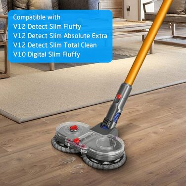 Електричний насадка для миття підлоги DrRobor для Dyson V12 Detect Slim, знімний бак для води та 12 змінних моп-насадок