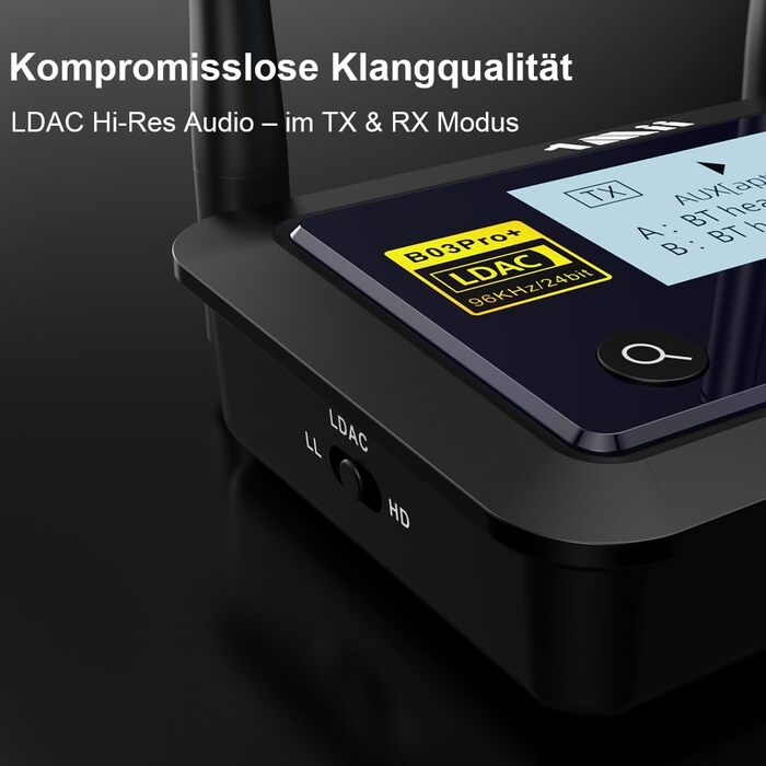 HiFi Bluetooth адаптер 1Mii B03Pro+ (Трансмітер та Ресивер) з підтримкою LDAC для телевізора та стереосистем