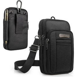 Чоловіча сумка через плече SPAHER: компактна, для телефону, через плече, на пояс, у подорожі (чорна)