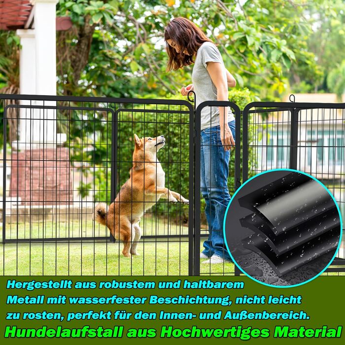 Клітка-забіг для собак HENGMEI: 80 см, складана, для собак, котів, кроликів, для дому та вулиці, 6 частин