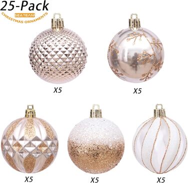 Елегантний новорічний декор Sea Team: набір прикрас на ялинку (60 мм, рожеве золото)