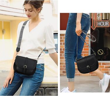 Сумка жіноча AFKOMST через плече, чорна, зі шкірозамінника PU, з регульованим знімним ремінцем