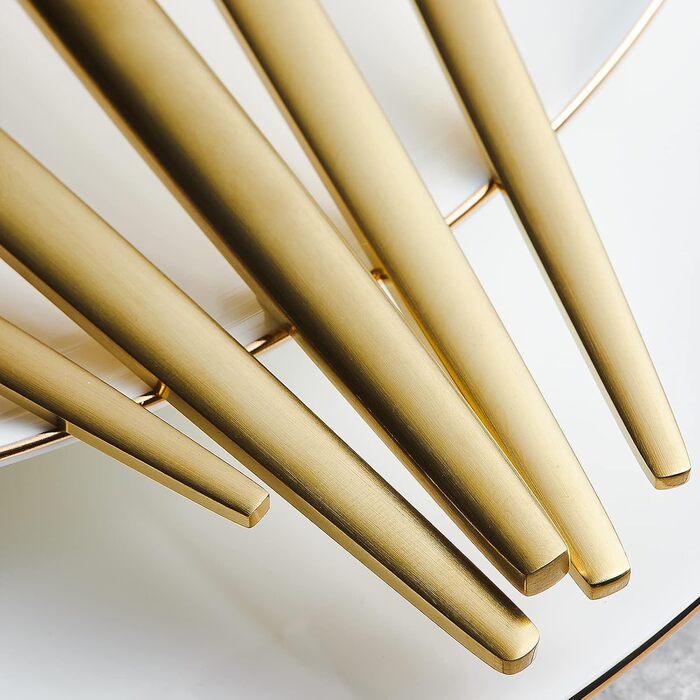 Karaca Orion Matte Gold 30-Piece Flatware Set for 6 People - Flatware, Knives, Forks, Dessert Forks, Stainless Steel, Dining Flatware, Tableware Set - Healthy and Hygienic, Modern Design