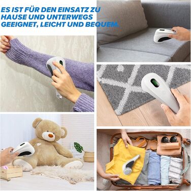 Електричний видальник ворсу з LED-дисплеєм • 6 лез, 2 рівня висоти • 2000 mAh, USB-C, 3 змінні леза • для одягу, диванів, ворсу, ковдр (білий)