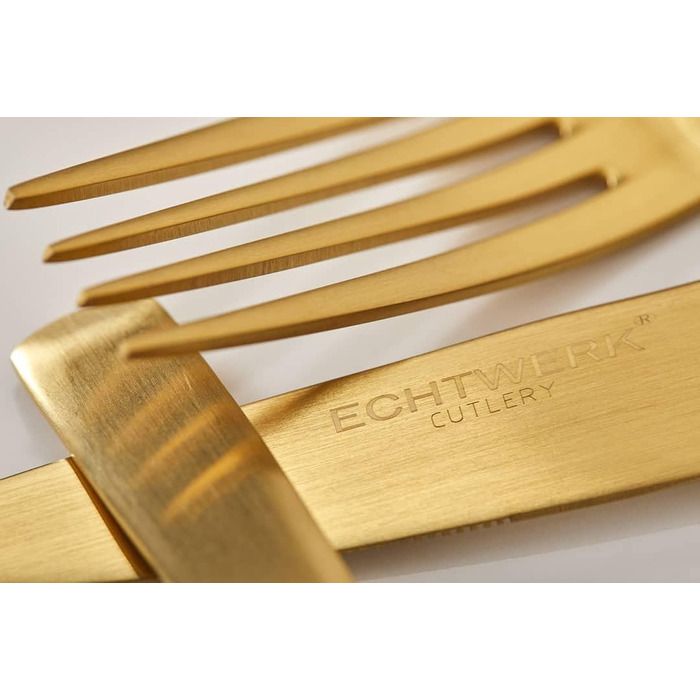 ECHTWERK Avelino Flatware Set, Gold Edition, 20-piece, Dinnerware for up to 4 people, 18/10 Stainless Steel, Matte Finish, High-Quality Cutlery Set, for Dining Table, Table Decoration for Weddings & Festive Occasions