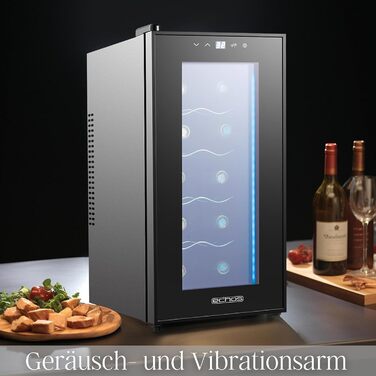 Echos 10-Bottle Wine Cooler Refrigerator - 28 Liter Capacity with LED Lighting - Mini Wine Refrigerator & Minibar with Glass Door