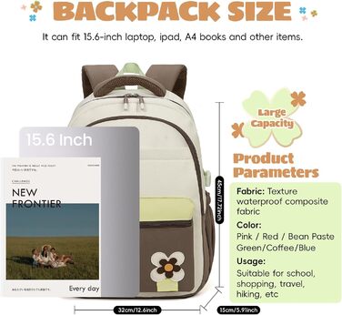 Шкільний рюкзак для дівчинки-підлітка 2025, для школи, гімназії, старшої школи, водонепроникний, для ноутбука 15.6