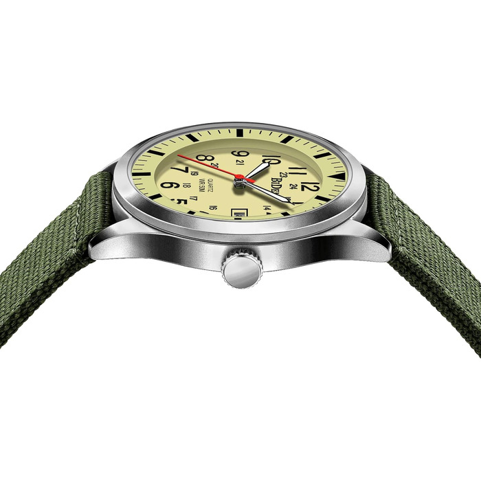 HANPOSH Годинник чоловічий військовий тактичний з датою, водостійкий 3ATM, кварцовий (зелений, срібний, жовтий)