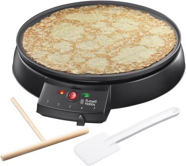 Електрична млинниця Russell Hobbs Fiesta 30 см, антипригарна, з лопаткою і розподільником тіста, 1000 Вт, для млинців, панкейків, буріто, галет, тако
