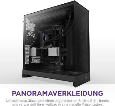 Корпус ПК NZXT H9 Flow 2025 – великий Mid-Tower з двома камерами, чорний – 3 x 140мм та 1 x 120мм вентилятори, підтримка радіатора 420мм, загартоване скло, Back-Connect