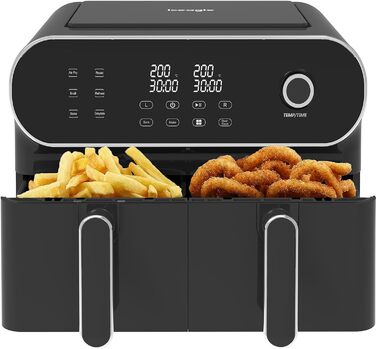 iceagle Hot Air Fryer 2 Chambers Airfryer XXL 11L - 1700 W Hot Air Fryer with 2 Compartments | Dual Zone Hot Air Fryer, 6 Cooking Functions, Touchscreen, Recipe Book Dual Basket 11L
