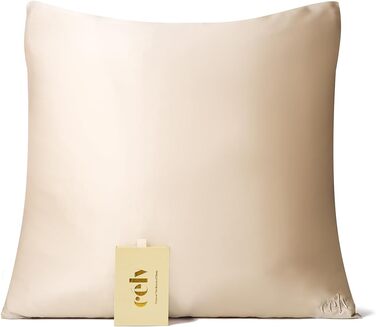célv Luxury Silk Pillowcase/Pillow Cover with Hidden Zipper/100% Mulberry Silk Pillow Cover / 1 Piece / 22 Momme/Gift Packaging REUSABLE (80 x 80 cm, Champagne) 11 x 16 cm Champagne