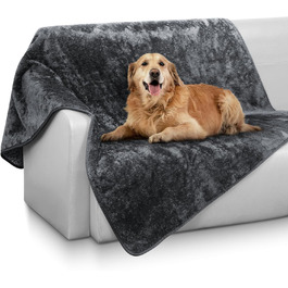 Водонепроникний килимок для собак 100x120 см - м'який, зручний, для активного відпочинку та дому, підходить для собак середніх порід до 16 кг, чорно-білий (L)