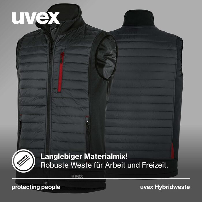 Жилет робочий Uvex tune-up Hybrid для чоловіків - степна, міцна, для активного відпочинку, темно-синій (XXL, чорний/червоний)