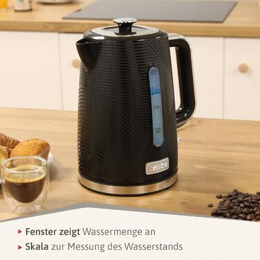 Набір для сніданку: тостер на 2 підсмажування, 7 рівнів підсмажування та бездротовий чайник 1,7 л, 2200 Вт, чорний, BPA-free, сучасний дизайн