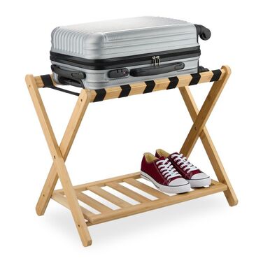 Relaxdays Bamboo Luggage Rack