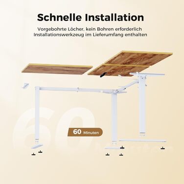 Електричний кутовий стіл Agilestic з регулюванням висоти, 160 x 140 см, світло-коричневий