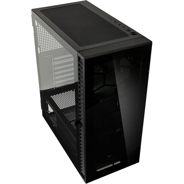 Корпус ПК Kolink Observatory HF Glass Core – Чорний, ATX Midi-Tower з скляною передньою панеллю та бічною панеллю, покращений повітряний потік, підтримка радіатора 420 мм, зручна кабель-менеджмент