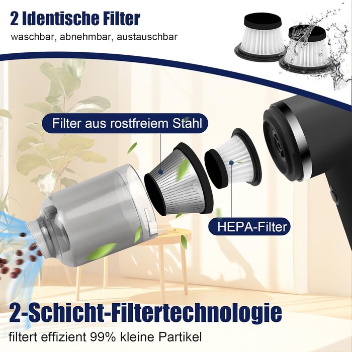 Акумуляторний пилосос AGARLE для авто, ручний міні-пилосос, багатофункціональний з насадкою, для видалення шерсті тварин, потужність 6000 Па