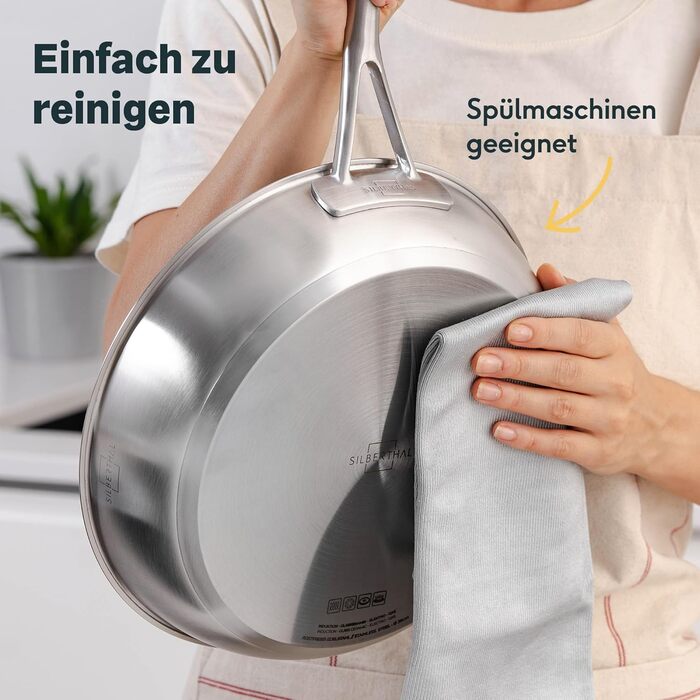 Silberthal Induction Nonstick Fry Pan - 24cm Stainless Steel - Compatible with All Cooktops & Oven Safe