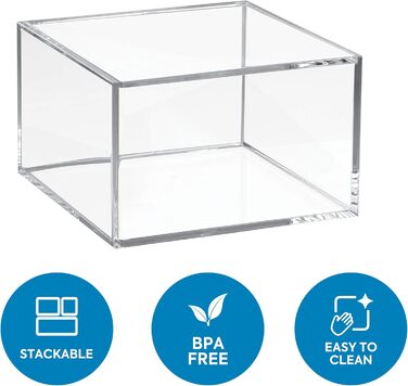 iDesign Makeup Organizer with Lid, Medium-Sized BPA-Free Plastic Jewelry Box, Stackable Storage Box, Clear