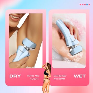 Електричний жіночий триммер для тіла: безболісне гоління ніг, бікіні та під пахвами. Бездротовий, перезаряджається, для мокрого та сухого використання. Колір: блакитний