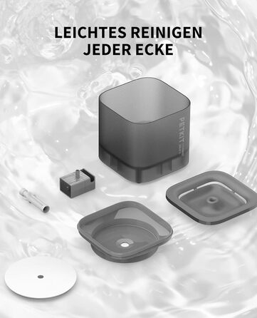 PETKIT CyberTail: Фонтанчик для котів та собак, 1.85л, LED-підсвічування, тихий, бездротова помпа, білий/темно-сірий