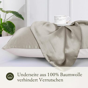 LILYSILK 19 Momme Silk Pillowcase Mulberry Silk with Cotton Back Unisippers Hair and Skin Care Silk Pillow Cover for Pillows 1 Piece (Silver Gray, 80x80cm)