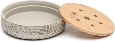 Набір аксесуарів для ванної кімнати Creativefine з дерева, 3 шт: дозатор мила, мильниця, тримач для зубних щіток (ретро-рельєфний візерунок)