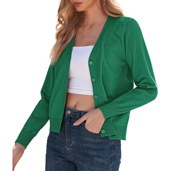 Кардиган жіночий Grecerelle, в'язаний, елегантний, темно-зелений (S)