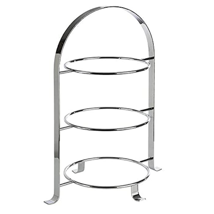 APS Serving Stand - high-quality tiered stand made of chrome-plated metal for 3 plates with a diameter of max. 27 cm - total height 43 cm (plates not included)