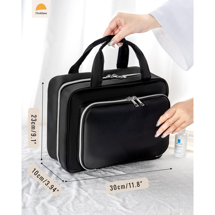 Косметичка для подорожей з петлею для підвішування для жінок – водонепроникна, з прозорим вікном, легка, рожева, середнього розміру (30x23x10 см)