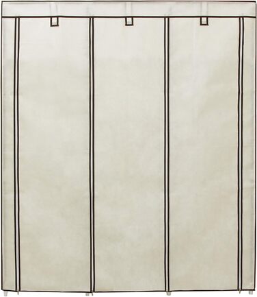SONGMICS Closet, Clothes Rack, Folding Wardrobe with Clothes Rod, Garment Rack, Storage, Pockets, Shoes, Bedroom, Dressing Room, 45 x 150 x 175 cm, RYG12B (Beige)