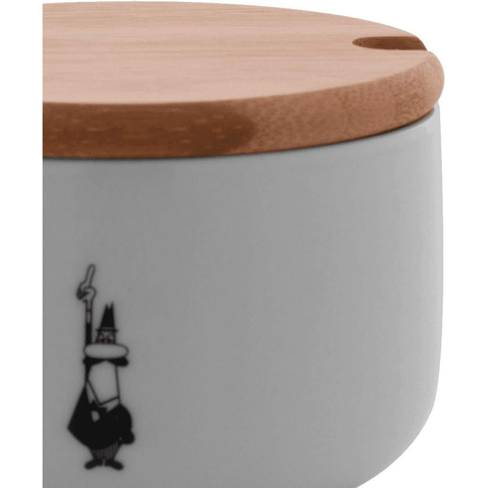 Цукорниця Bialetti Zuccheriera з кришкою з бамбуку, порцеляна, біла