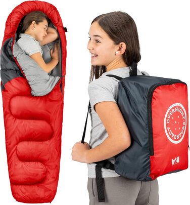 Дитячий спальний мішок Trail Mumienschlafsack 3 сезони для кемпінгу – 300gsm – червоний (для хлопчиків та дівчаток)