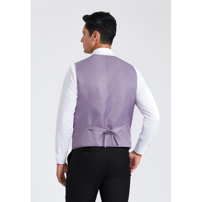 Елегантна жилетка для чоловіків HISDERN: весільна, класична, однотонна, для ділового стилю та вечірніх заходів (сіро-фіолетовий, 3XL)