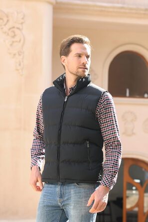 Стьобана жилетка чоловіча Allthemen з коміром-стійкою, спортивна, легка, чорна, XL